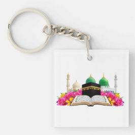 Islamische Kunst Koran mit Moschee und Rose Schlüsselanhänger