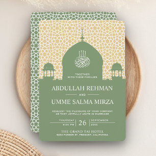 Islamische Kuppel Pastellgrün Muslimische Hochzeit Einladung