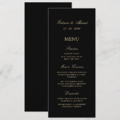 Islamische Minimal-Schwarze Hochzeit Menükarte (Vorne/Hinten)