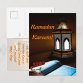 Islamische Moslems Ramadans Kareem Feiertagspostkarte (Vorne/Hinten)