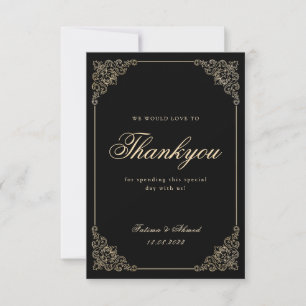 Islamische muslimische Vintage-Schwarze Hochzeit Dankeskarte