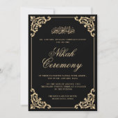 Islamische Nikah Black Gold Hochzeit Einladung (Vorderseite)