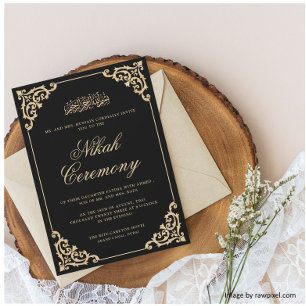 Islamische Nikah Black Gold Hochzeit Einladung