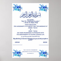 Islamische Nikah-Urkunde Königliches Blau Aquarell