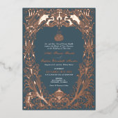 Islamische Rose Gold Blue Wedding Ottoman Türkisch Folieneinladung (Vorderseite)
