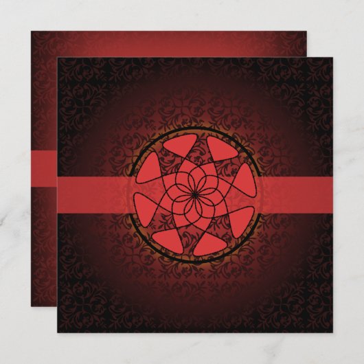 Islamische rote Damast bismillah Einladung (Vorne/Hinten)