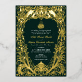 Islamische Smaragdgrüne Hochzeit Ottoman Türkisch Folieneinladung (Vorderseite)