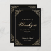 Islamische Vintage Schwarze Hochzeit Dankeskarte (Vorne/Hinten)