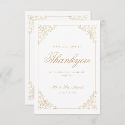 Islamische White Gold Hochzeit Dankeschön-Karte Dankeskarte (Vorne/Hinten)