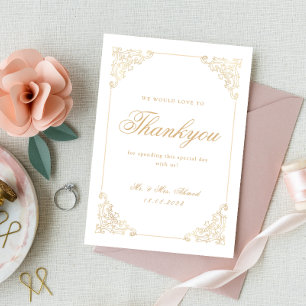 Islamische White Gold Hochzeit Dankeschön-Karte Dankeskarte