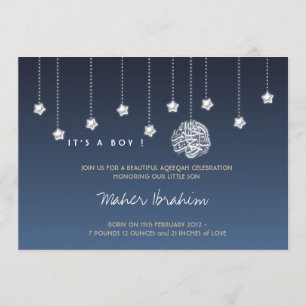 Islamischer Aqiqah Aqeeqah Baby-Himmelsstern Einladung