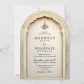 Islamischer Arch Chic Elegante Wedding Couple Mono Einladung (Vorderseite)