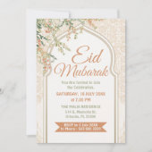Islamischer Bogen Blumen Eid Mubarak Einladung (Vorderseite)
