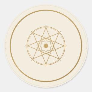 Islamischer geometrischer Medaillon Creme Gold Auf Runder Aufkleber