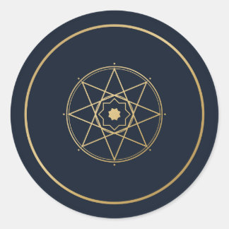 Islamischer geometrischer Medaillon Navy Gold Aufk Runder Aufkleber