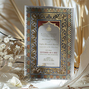 Islamischer grüner Hochzeitsottoman türkisch Folieneinladung