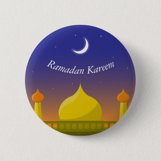 Islamischer Halbmond Ramadan Kareem Typografische Button (Vorderseite)