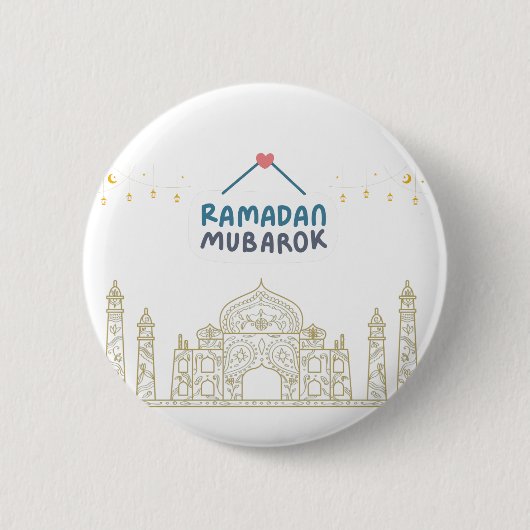 Islamischer Halbmond Ramadan Kareem Typografische Button (Vorderseite)