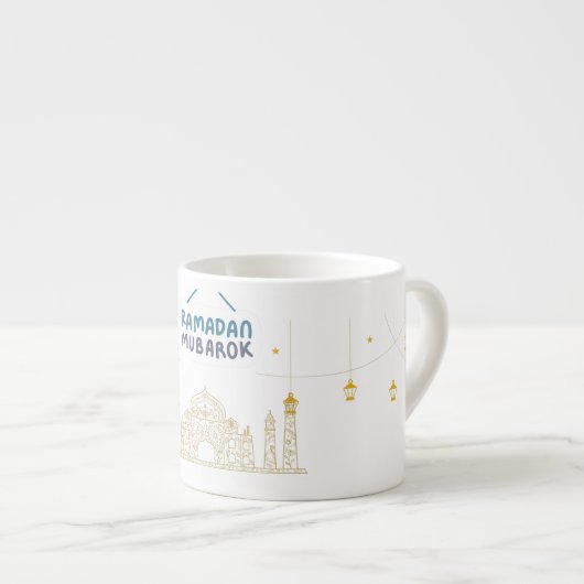Islamischer Halbmond Ramadan Kareem Typografische Espressotasse (Vorderseite Rechts)