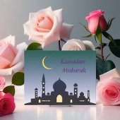 Islamischer Halbmond Ramadan Kareem Typografische Feiertagspostkarte
