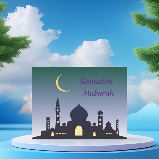 Islamischer Halbmond Ramadan Kareem Typografische Feiertagspostkarte