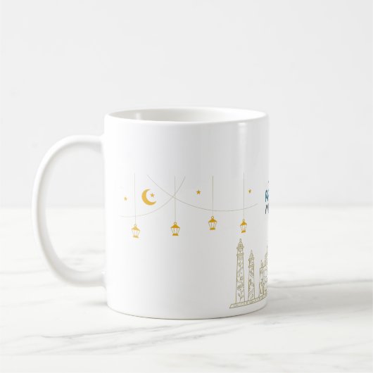 Islamischer Halbmond Ramadan Kareem Typografische Kaffeetasse (Links)