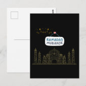 Islamischer Halbmond Ramadan Kareem Typografische  Postkarte (Vorne/Hinten)