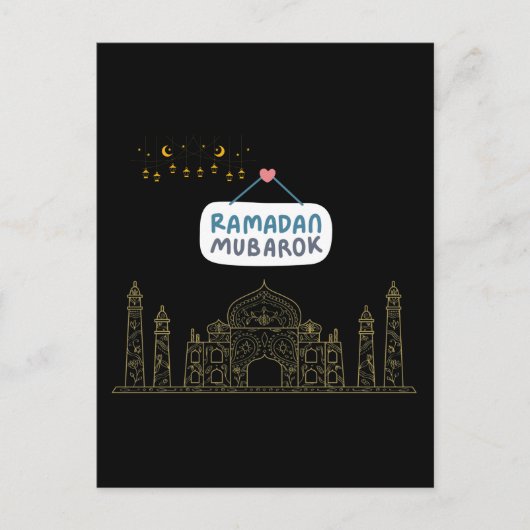 Islamischer Halbmond Ramadan Kareem Typografische  Postkarte (Vorderseite)