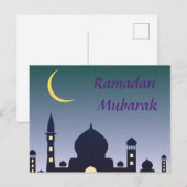 Islamischer Halbmond Ramadan Kareem Typografische  Postkarte (Vorne/Hinten)