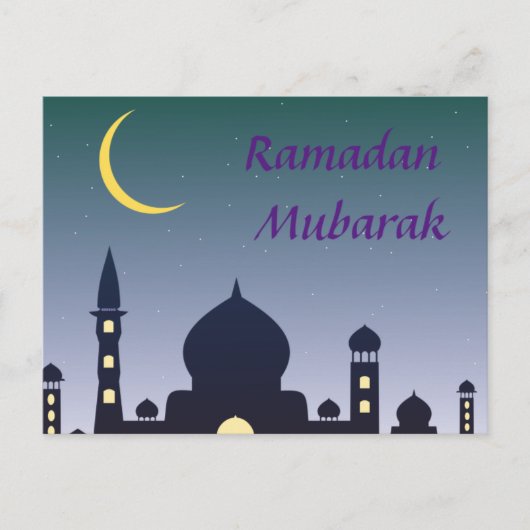 Islamischer Halbmond Ramadan Kareem Typografische  Postkarte (Vorderseite)