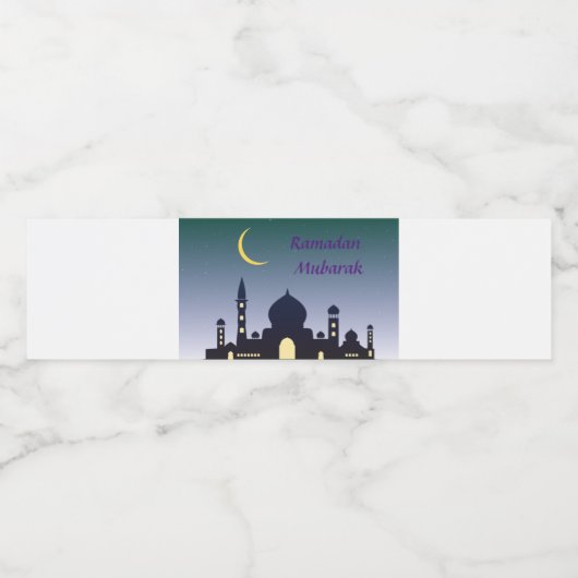 Islamischer Halbmond Ramadan Kareem Typografische Wasserflaschenetikett (Einzelnes Label)