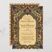 Islamischer Jahrgang Hochzeit Einladung Gold Red B (Vorne/Hinten)