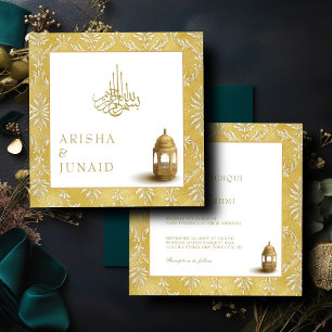 Islamischer Königlicher Goldener Damast Einladung