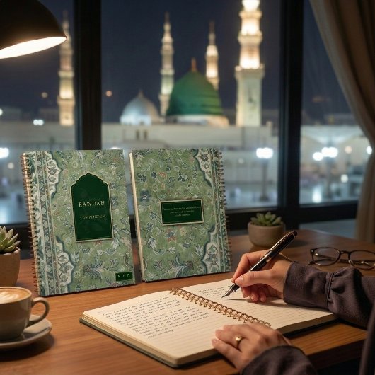 Islamischer Madinah Rawdah grüner Teppich Notizblock