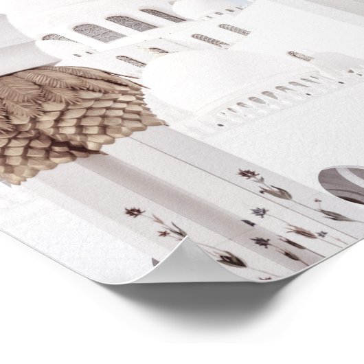 Islamischer Rose- und Weißmoschee-Architekt Poster (Ecke)