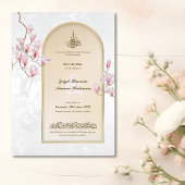 Islamischer Save the Date - Wasserfarben-Magnolien