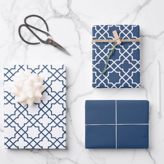 Islamisches blaues Arabesque-Muster - Geschenkpapi Geschenkpapier Set (Vorderseite)