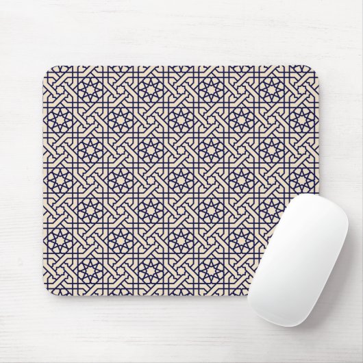 Islamisches Blaues weißes marokkanisches geometris Mousepad (Mit Mouse)