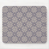 Islamisches Blaues weißes marokkanisches geometris Mousepad (Vorne)