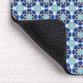 Islamisches Blaues weißes marokkanisches geometris Mousepad (Ecke)
