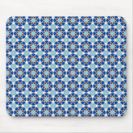 Islamisches Blaues weißes marokkanisches geometris Mousepad