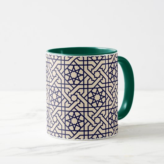 Islamisches Blaues weißes marokkanisches geometris Tasse (VorderseiteRechts)