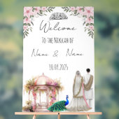 Islamisches Blumenrosa Nikkah Schild. Acrylschild (Neutral)