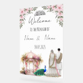 Islamisches Blumenrosa Nikkah Schild. Acrylschild (Winkel)