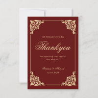 Islamisches Burgund Gold Hochzeit Dankeschön Karte