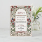 Islamisches Burgund Hochzeit Art Nouveau Mucha Einladung (Stehend Vorderseite)