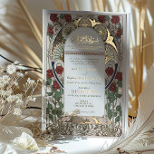 Islamisches Burgund Hochzeit Art Nouveau Mucha Folieneinladung