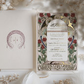 Islamisches Burgund Hochzeit Art Nouveau Mucha Folieneinladung