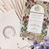 Islamisches Burgund Hochzeit Art Nouveau Mucha Folieneinladung