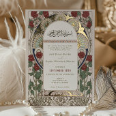 Islamisches Burgund Hochzeit Art Nouveau Mucha Folieneinladung